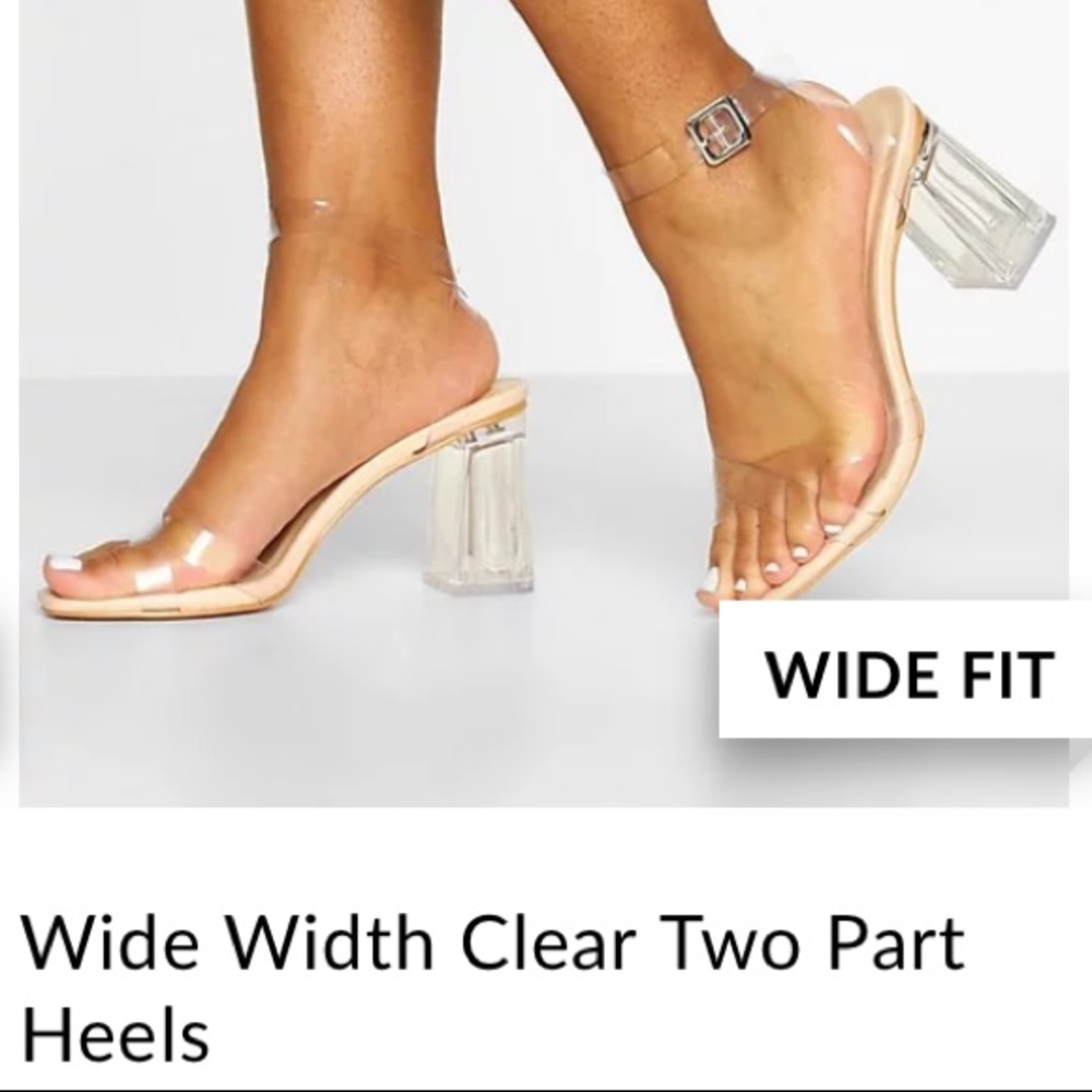 Wide Width Clear Criss Cross heel
